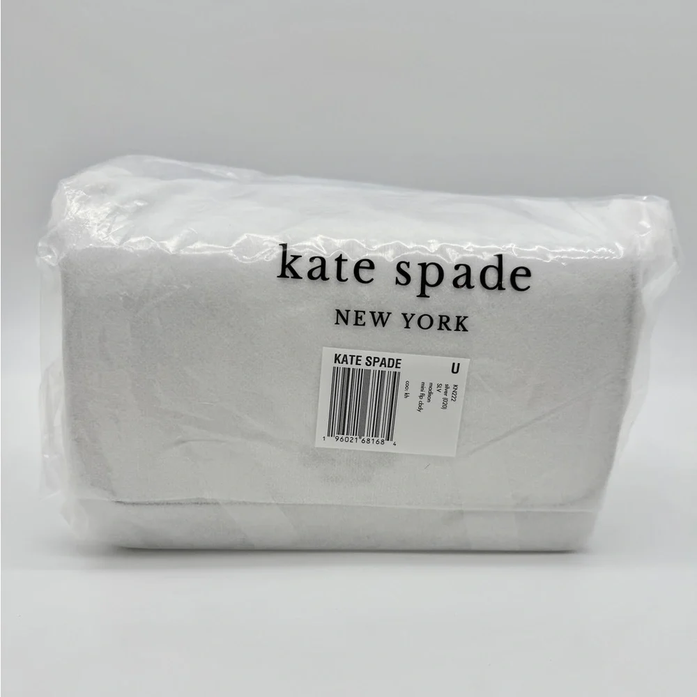 Kate Spade Madison Croc Embossed Willow Mini Flap Crossbody Silver